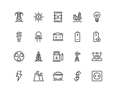 Enerji anahat Icon set