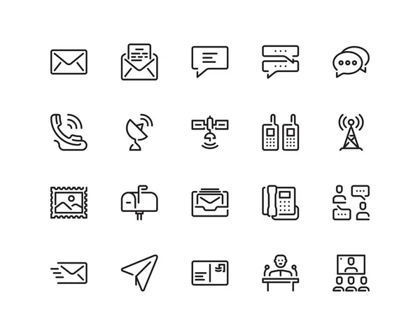 通信アウトラインのアイコンを設定 — ストックベクタ