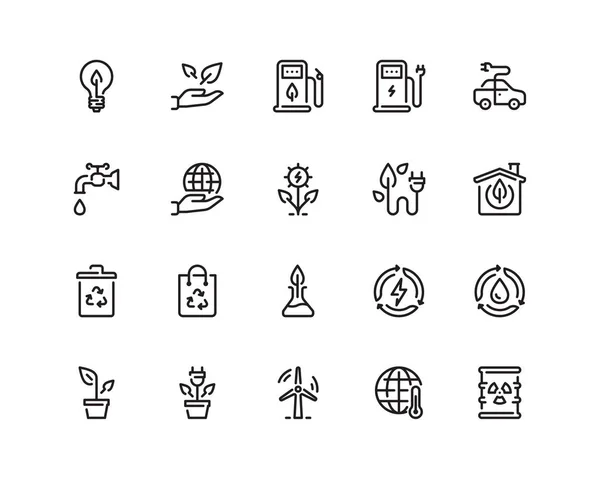 Conjunto de iconos de esquema ecológico — Vector de stock