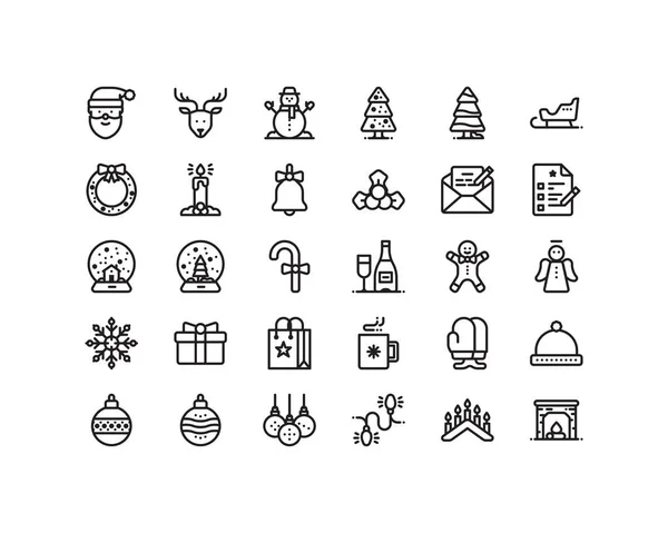 Noel ve yeni yıl anahat Icon set
