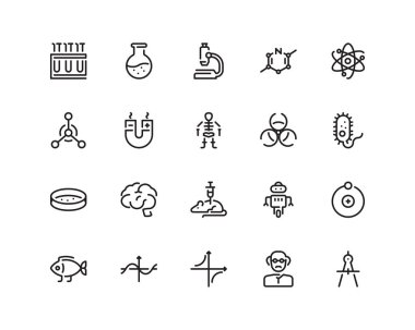 Bilim anahat stili Icon set