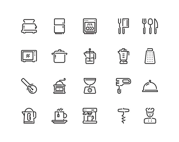 Conjunto de ícone de estilo de contorno de cozinha —  Vetores de Stock