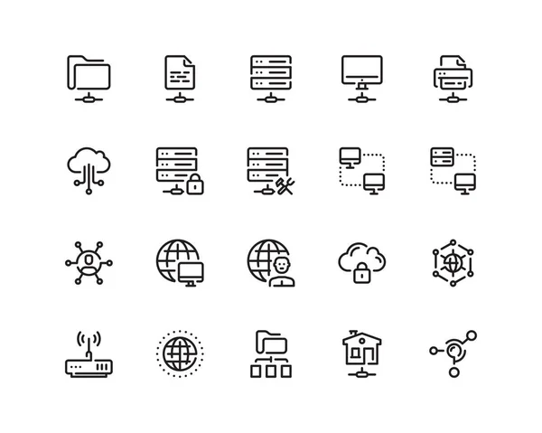 Conjunto de icono de estilo de esquema de red — Vector de stock
