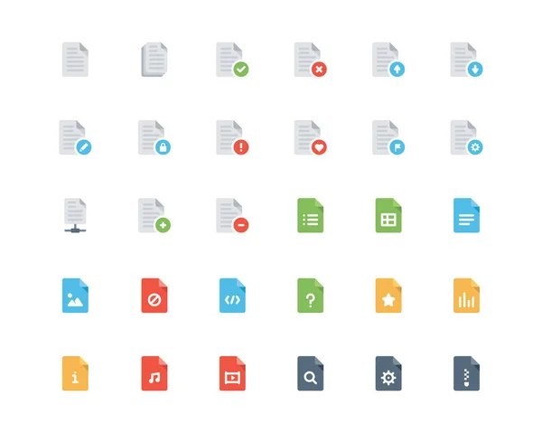Belgeler düz Stil simge seti