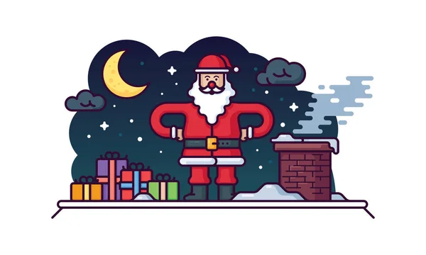 Noel Baba çatı vektör çizim üzerinde