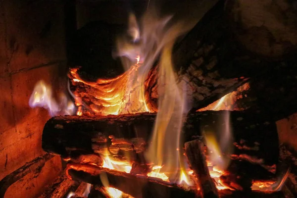 Fireplace Fire Home Stock Photo