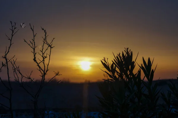 Ora Del Tramonto Cielo Rosso — Foto Stock