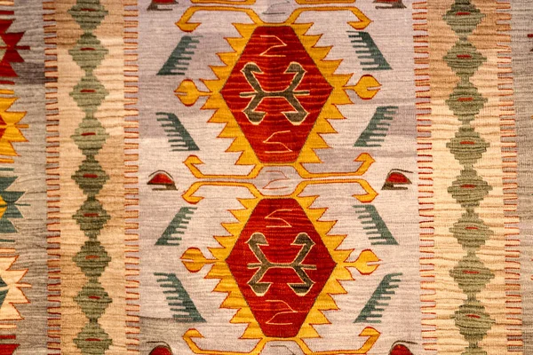 Παραδοσιακός Σχεδιασμός Τυρκουάζ Χαλιά Και Φουλάρια — Φωτογραφία Αρχείου