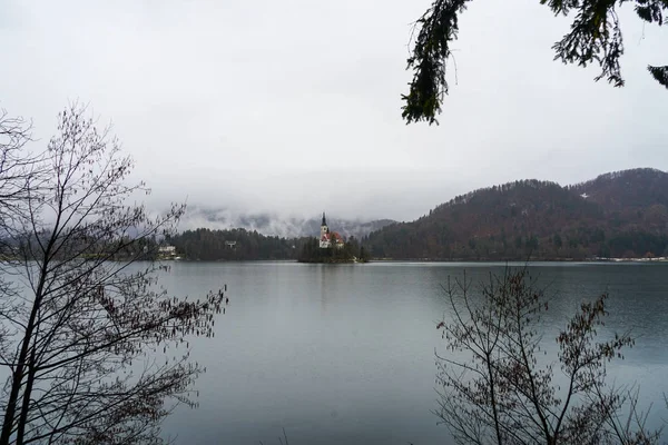 Bledské Jezero Jezero Bled Island Pohledy Staré Město — Stock fotografie