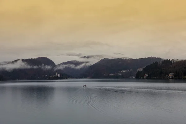 Slovenië Bled Uitzicht Het Meer Winter — Stockfoto