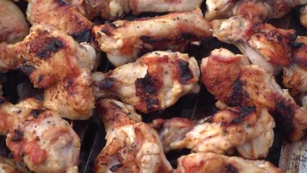 Ailes Poulet Boulettes Viande Barbecue Grill — Video