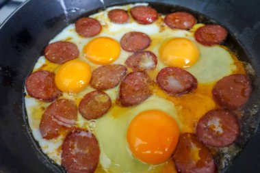 Türk sosis yumurta sabah kahvaltı için