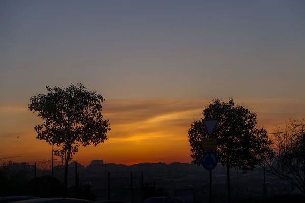 Coucher Soleil Ciel Rouge — Photo