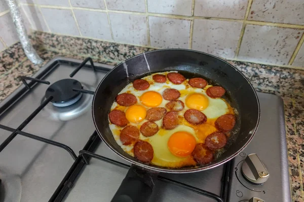 Turkish Sausage Egg Morning Breakfast — Stock Photo, Image