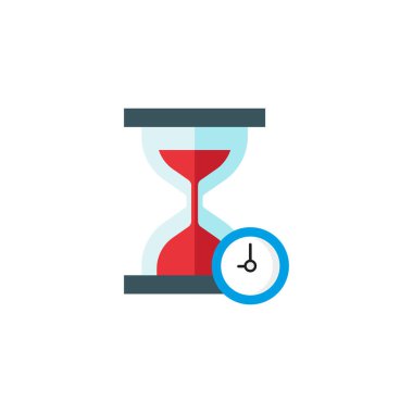 Kum saati ve saat simgesi, illüstrasyon zamanı. Şablon vektörü tasarla