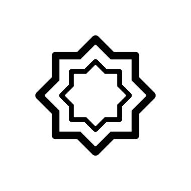 İslami sembol çizgisi sekiz nokta yıldız vektör şekli. Şablon vektörü tasarla