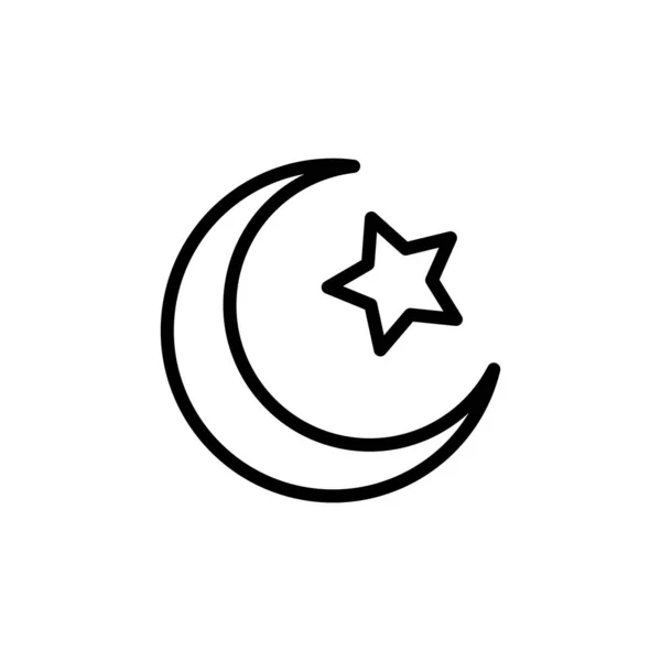 Star Crescent Line Symbol Design Template Vector — Stock Vector