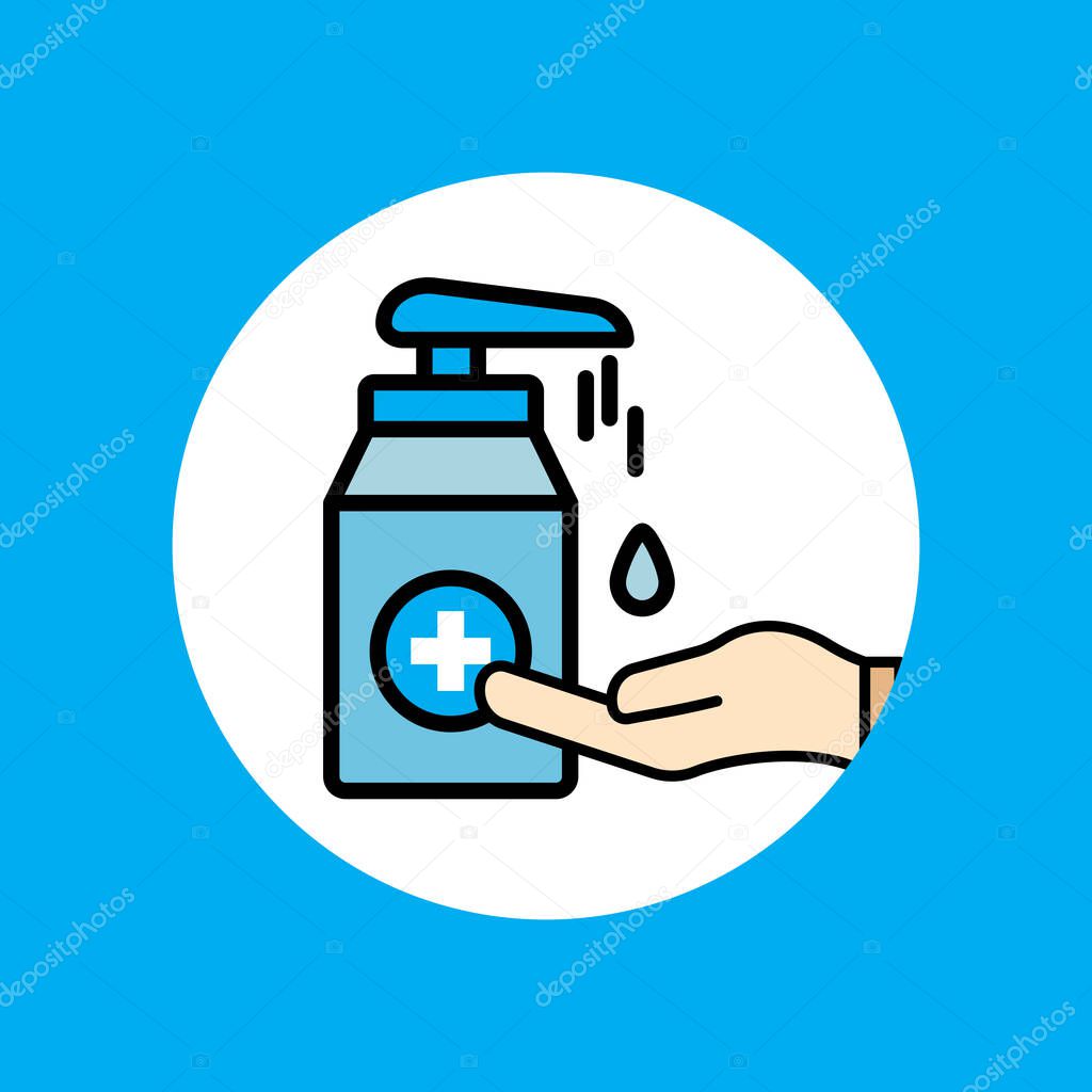 Hand sanitizers. Alcohol rub sanitizers kill most bacteria fungi and stop some viruses such as coronavirus. Hygiene product. Sanitizer bottle and wall mounted container. Covid-19 spread prevention.