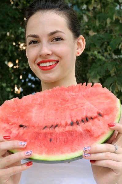 Slice of ripe watermelon red — Stock Photo, Image