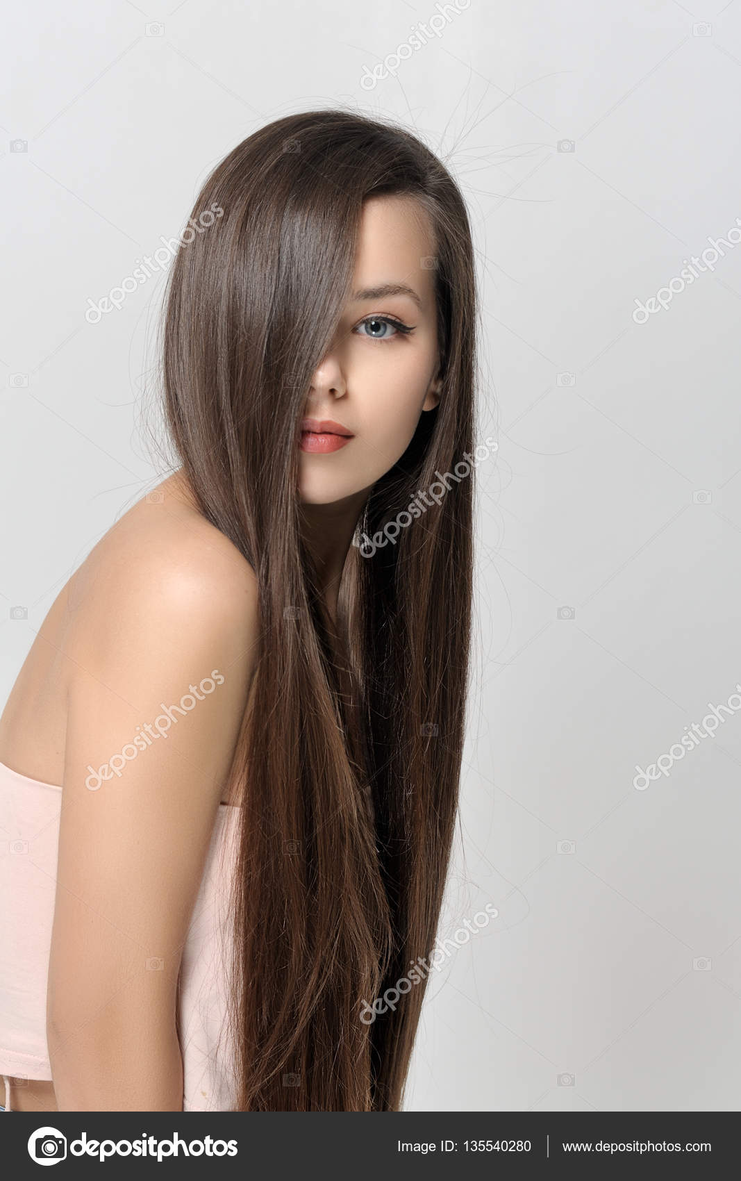 Girl covered her face with hair Stock Photo by ©AlexShalamov 135540280 Girl covered her face with hair Stock Photo by ©AlexShalamov 135540280