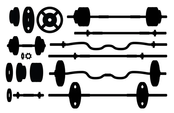 Set di accessori per la palestra sagome — Vettoriale Stock