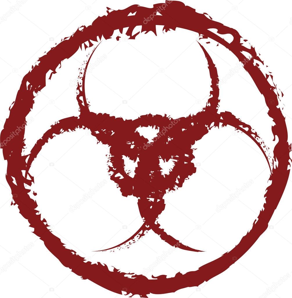 Bloody stained biohazzard mark