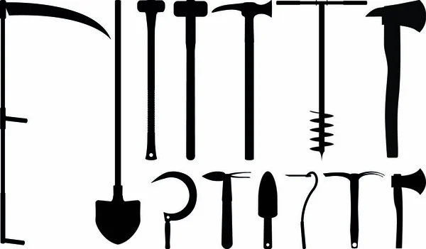 Gartengeräte Silhouetten-Set — Stockvektor