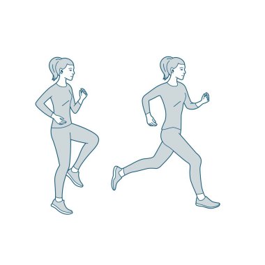 Kadın koşuyor. Vektör uygunluğu bilgi grafikleri tasarım elementleri sağlıklı yaşam tarzı ve spor.