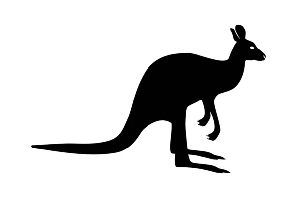 Черный силуэт фигуры кенгуру с тенью, векторная иллюстрация . — стоковый вектор