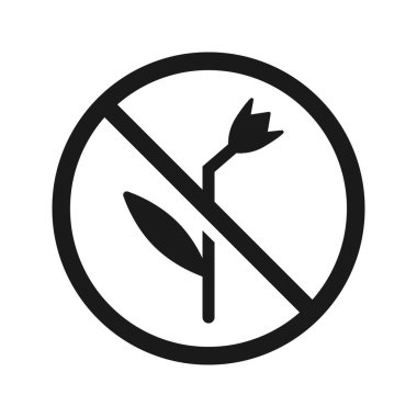 Çiçek toplaması yasaklandığında, kamu alanlarının bunu yapmaması için uyarıda bulunun. Vektör logosu, işaret, sembol