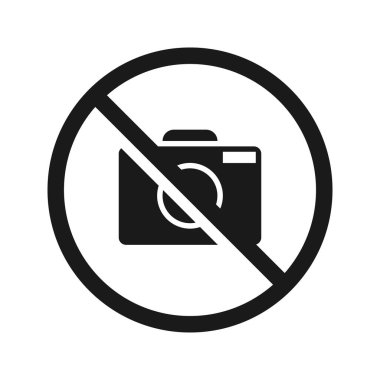 Fotoğraf çekmek yok. Yüksek kalite yasak levhası beyazda izole edilmiş. Şehir tabelaları. Tek renk, tek renk, tek boya, siyah ve beyaz..