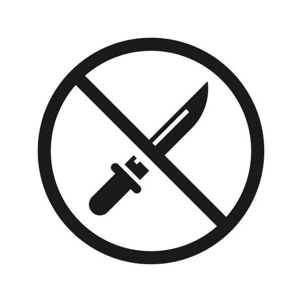 The vector of No Knife or No Weapon Sign. No weapon allowed symbol. Knife cross out. Prohibited icon in a red circle isolated on a white background. — Stock Vector