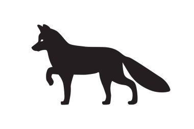 Tilki. Siyah siluet, izole edilmiş. Lazer kesim için vektör şablonu