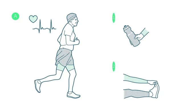 Laufender Mann Bereitet Sich Auf Marathon Und Gesunden Lebensstil Vor — Stockvektor