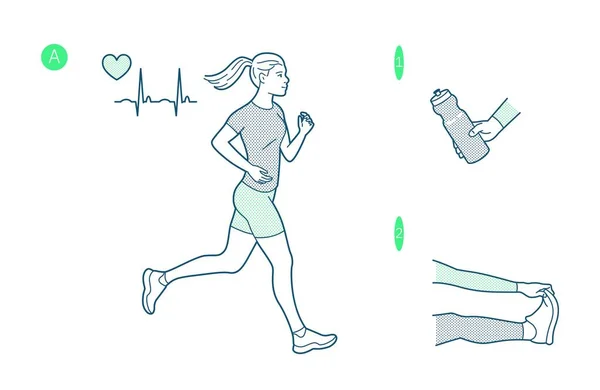 Laufender Mann Bereitet Sich Auf Marathon Und Gesunden Lebensstil Vor — Stockvektor