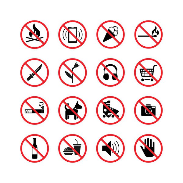 Set of prohibition signs