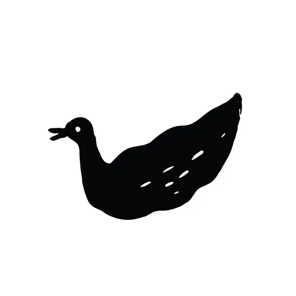 Pato Silueta Negra Aislada Plantilla Vectorial Para Corte Por Láser — Vector de stock