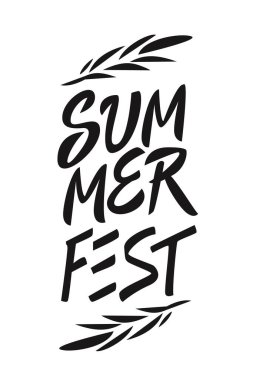 Beyaz arkaplanda izole edilmiş yaz tatilinin vektör illüstrasyon fırça harfi. Yaz festivali