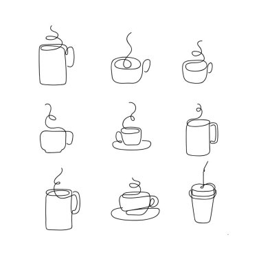 Tek sıra halinde çizilmiş çay ya da kahve. Tek renk