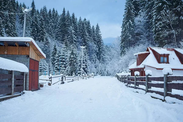 Winter weg na de sneeuwval via de appartementen — Stockfoto