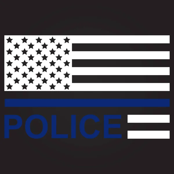 Kék zászló anyag él. Rendőrség Usa falg — Stock Vector