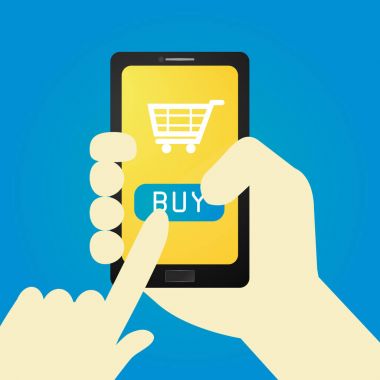 Online alışveriş kavramı. El tutma smartphone.