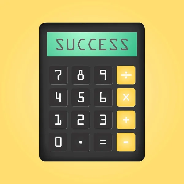Kalkulator hitam dengan kata Sukses pada tampilan - Stok Vektor