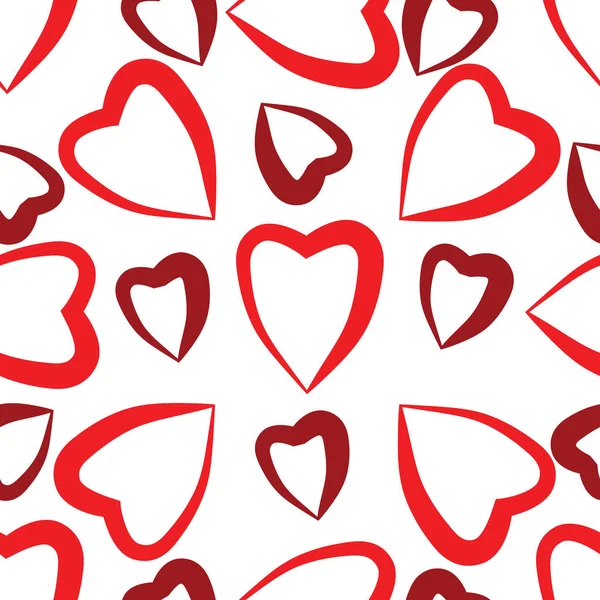 Handgezeichnetes nahtloses Muster mit Herzen — Stockvektor