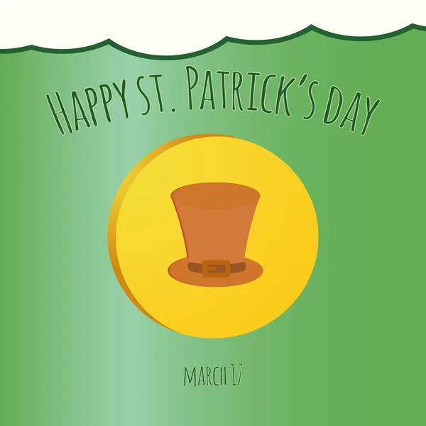 Cüce cin sikke ile mutlu Aziz Patrick günü kartı — Stok Vektör