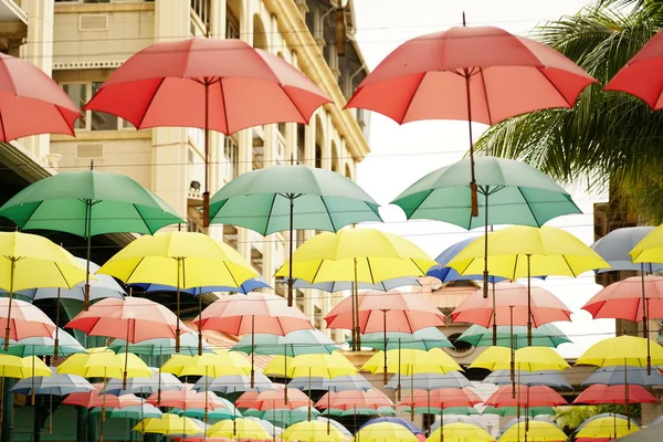 Umbrella art exposition in the street