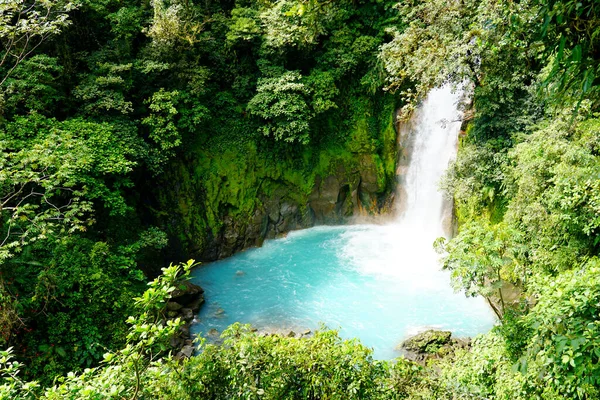 Wodospad Rio Celeste Wędrówka Dżungli — Zdjęcie stockowe