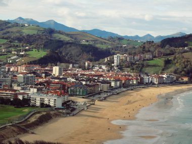 Zarautz Beach havadan görünüm Bask Ülkesi