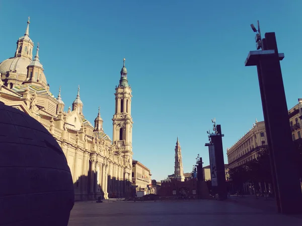 La Basílica del Pilar Panorama Zaragoza España —  Fotos de Stock