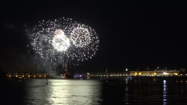 Πυροτεχνήματα σε Μπορντό κατά τη διάρκεια του Φεστιβάλ ποταμού — Αρχείο Βίντεο
